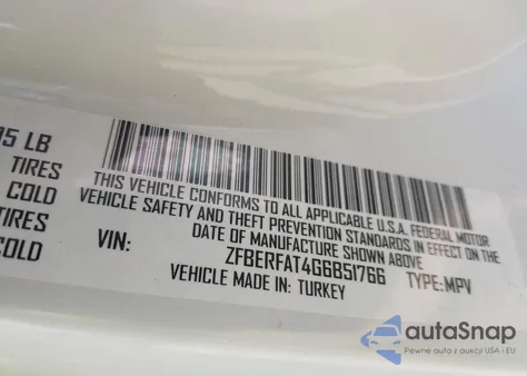 2016 Ram Promaster City Tradesman z USA, uszkodzony, nr VIN ZFBERFAT4G6B51766